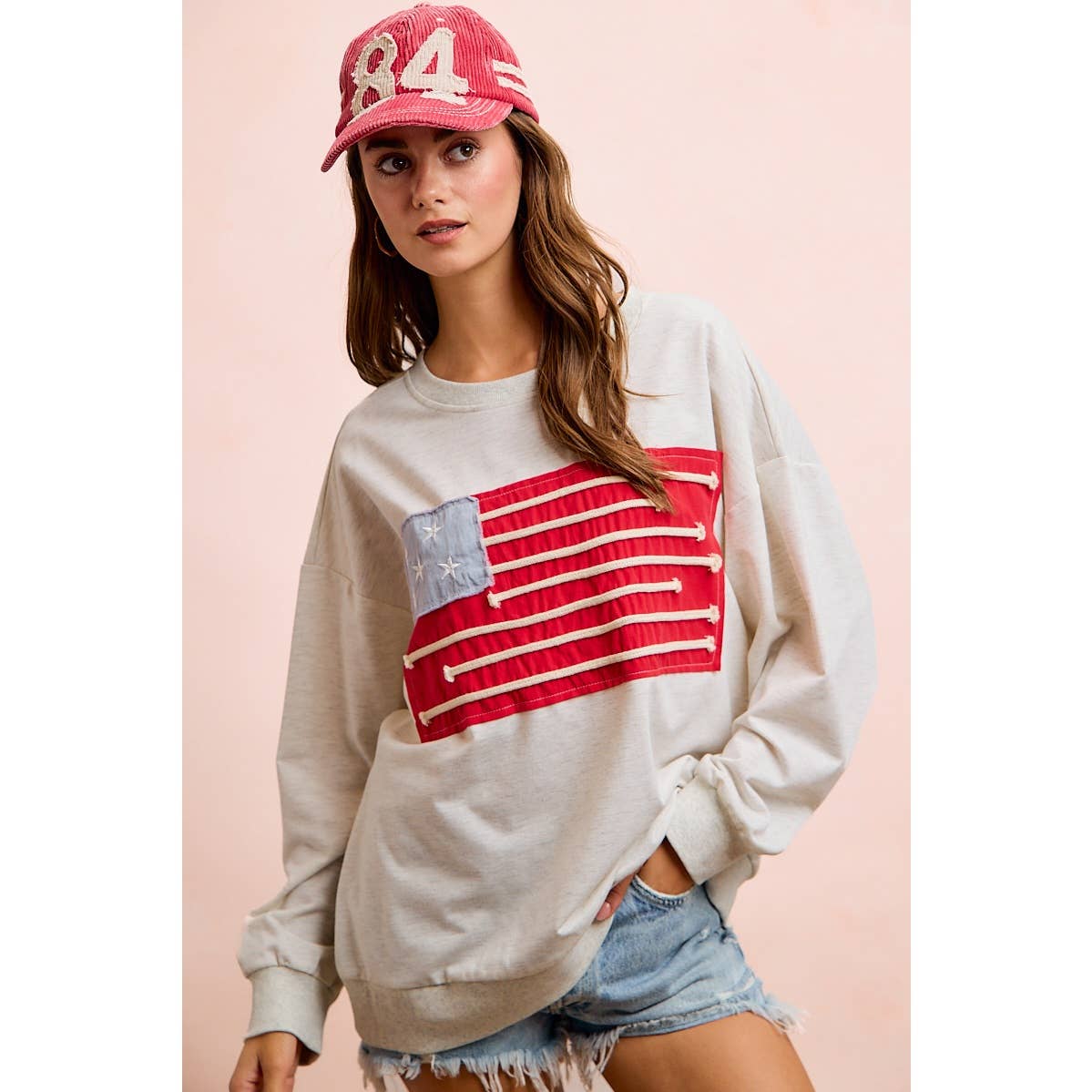 Liberty Lane American Flag Patch Top