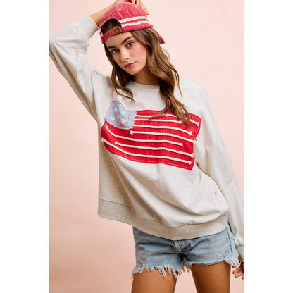 Liberty Lane American Flag Patch Top