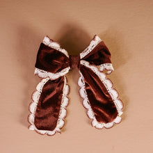 Load image into Gallery viewer, Coquette Velour Hair Bow-Brown