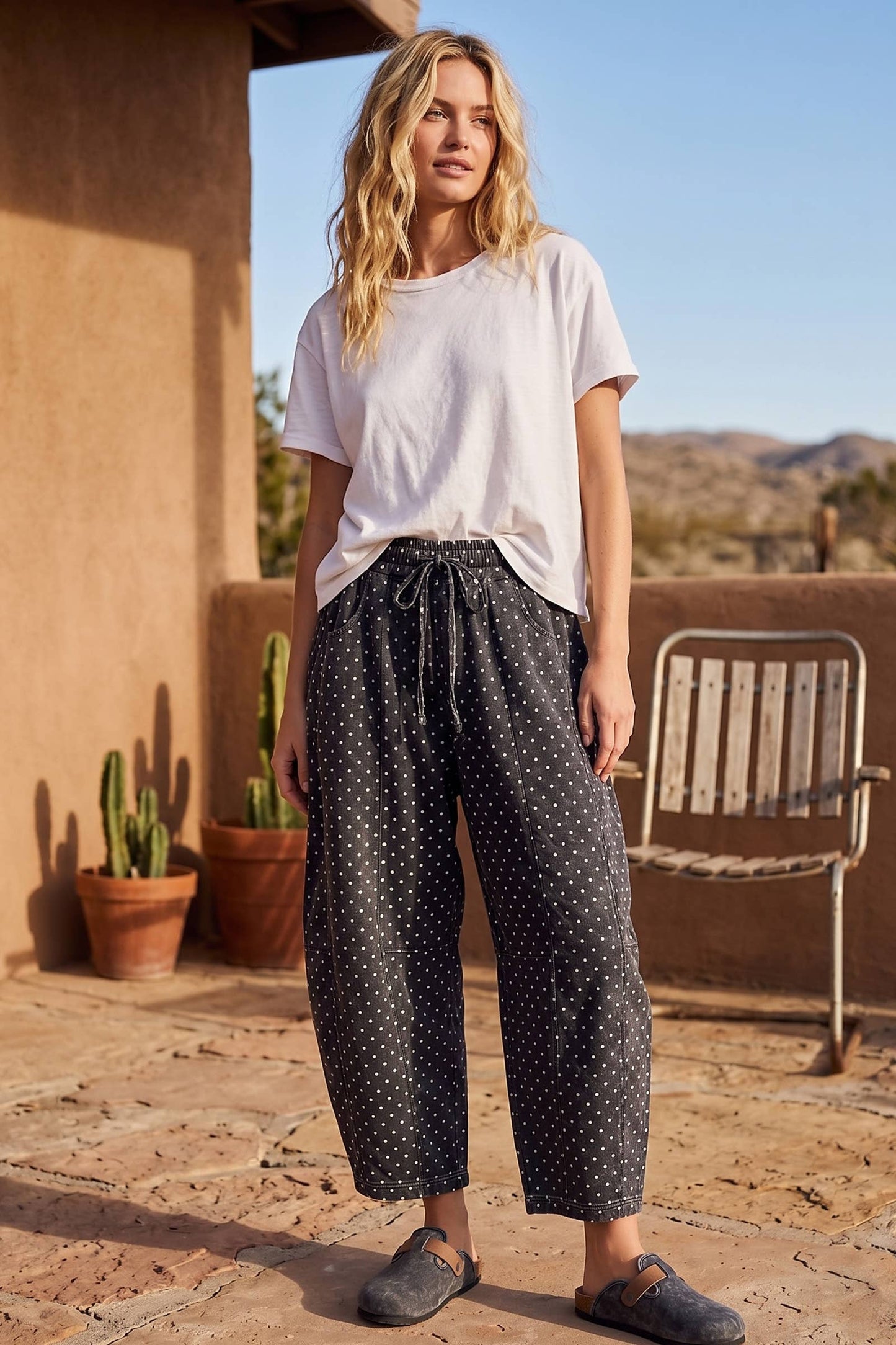 Oversized Mineral Washed Scuba Barrel Lounge Pants