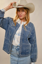 Load image into Gallery viewer, This Ain’t My First Rodeo Western Embroidery Puff Sleeve Denim Jacket