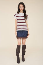Load image into Gallery viewer, MARLED STRIPE RAW EDGE KNIT Sweater