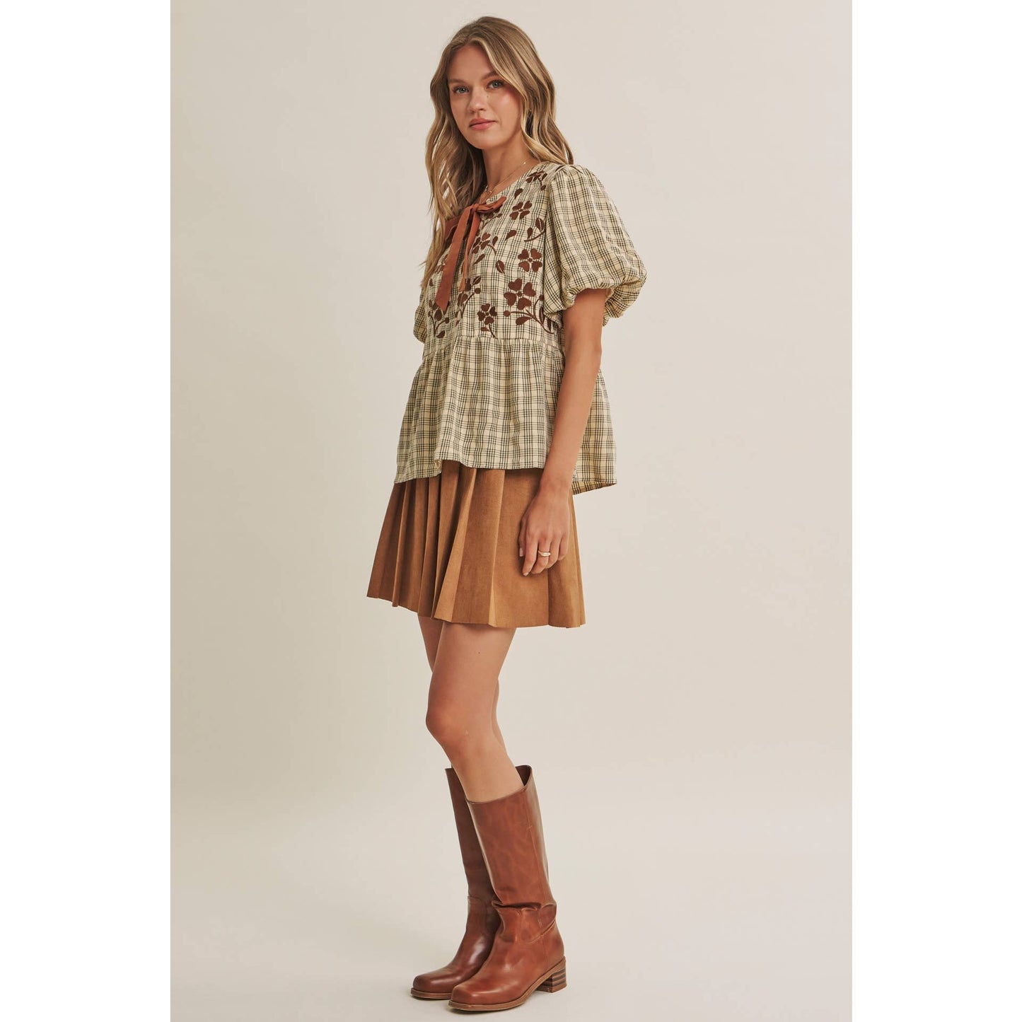 Rodeo Romance Vegan Suede Pleated Mini Skirt