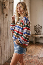Load image into Gallery viewer, Oversized Mineral Washed Terry Stripe Pullover