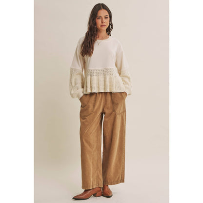 SOFT AUTUMN MIXED MEDIA SWEATER PANEL SWEATSHIRT