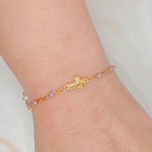 Load image into Gallery viewer, Dainty Color Dots Chain Cross Bracelet