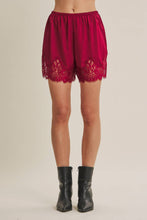 Load image into Gallery viewer, Soft Evening Satin Lace Elastic Waist Shorts