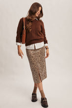 Load image into Gallery viewer, Wild Side Leopard Print Satin Midi Skirt
