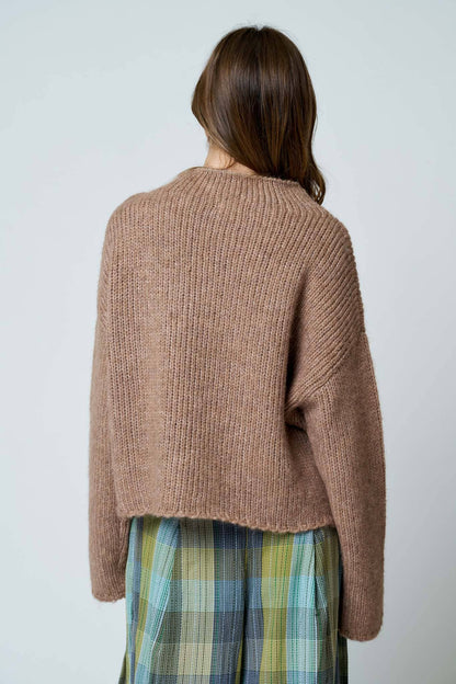 MOCK NECK LONG SLEEVE OVERSIZED KNIT SWEATER
