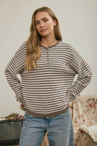 Just My Type Henley Sweater