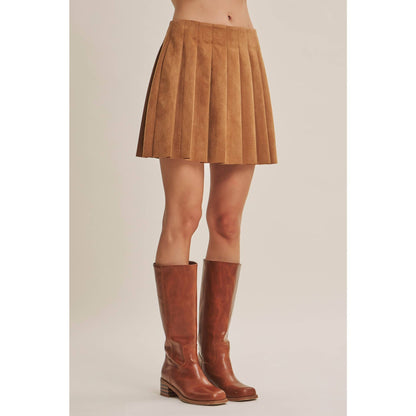 Rodeo Romance Vegan Suede Pleated Mini Skirt