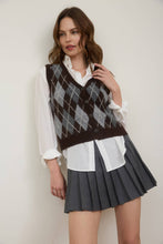 Load image into Gallery viewer, Plaid &amp; Proper Argyle Pattern  Button Down Knit Cardigan Vest