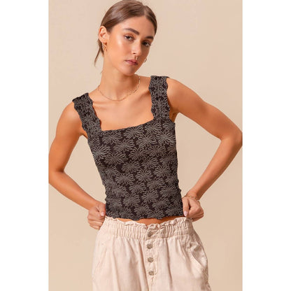 Always In Bloom Floral Jacquard Seamless Tank Top