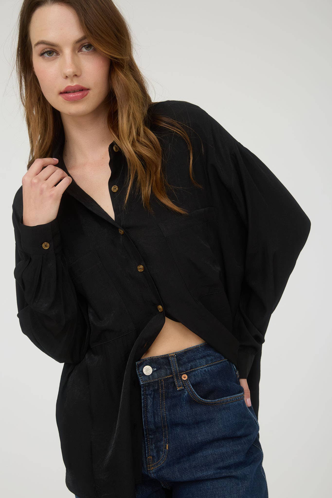 Feeling Bossy Oversized Button Down Long Sleeve Top