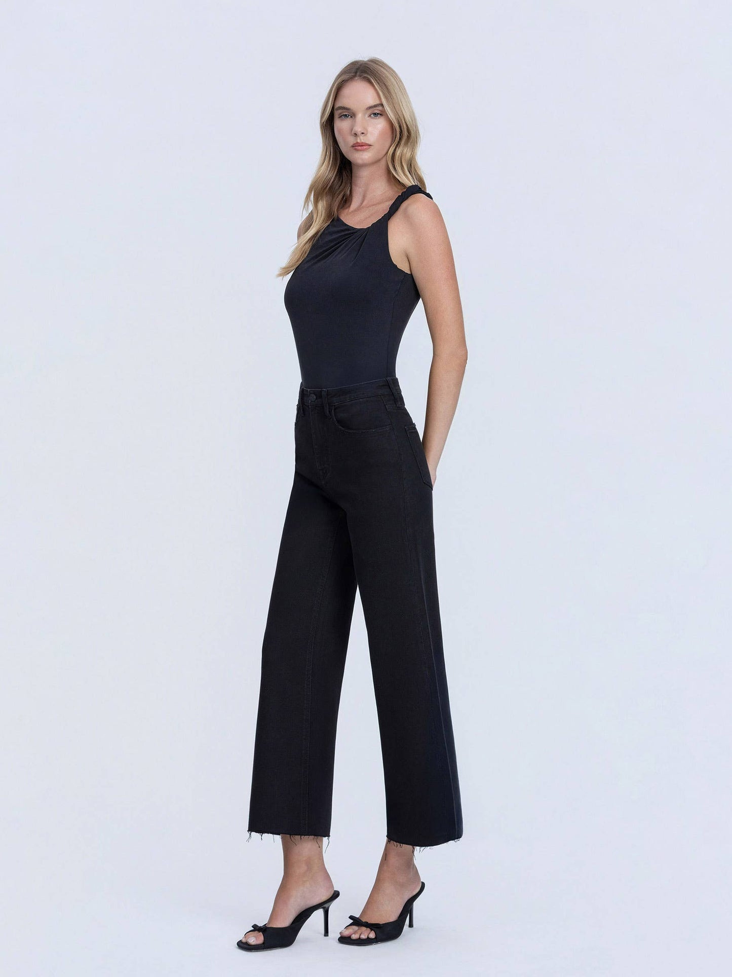 Onyx Cropped Wide Leg Jeans