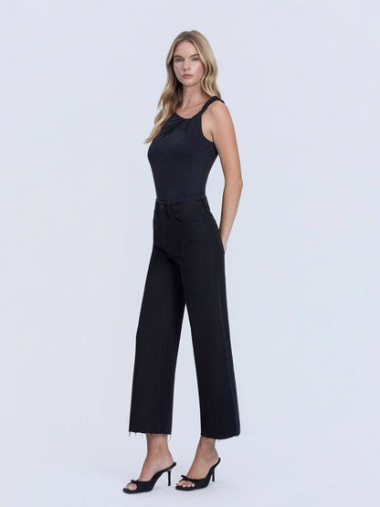 Onyx Cropped Wide Leg Jeans