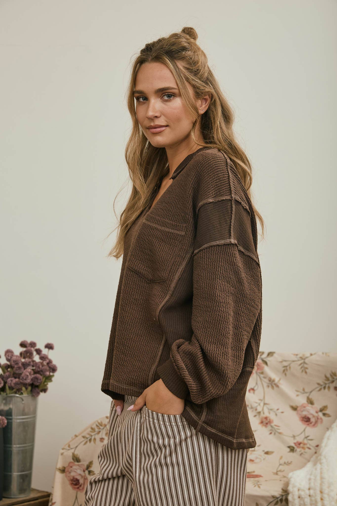 Easy Does It Split Neck Knit Top