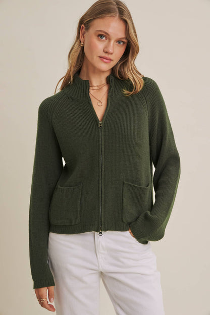 Simple Comfort 2-Way Zip Everyday Sweater Jacket With Pockets