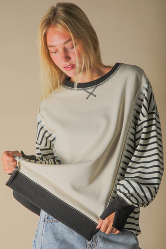 Ready for the Weekend Oversized Striped Knit Top