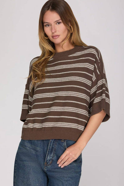 Autumn Adventures Striped Knit Sweater Top