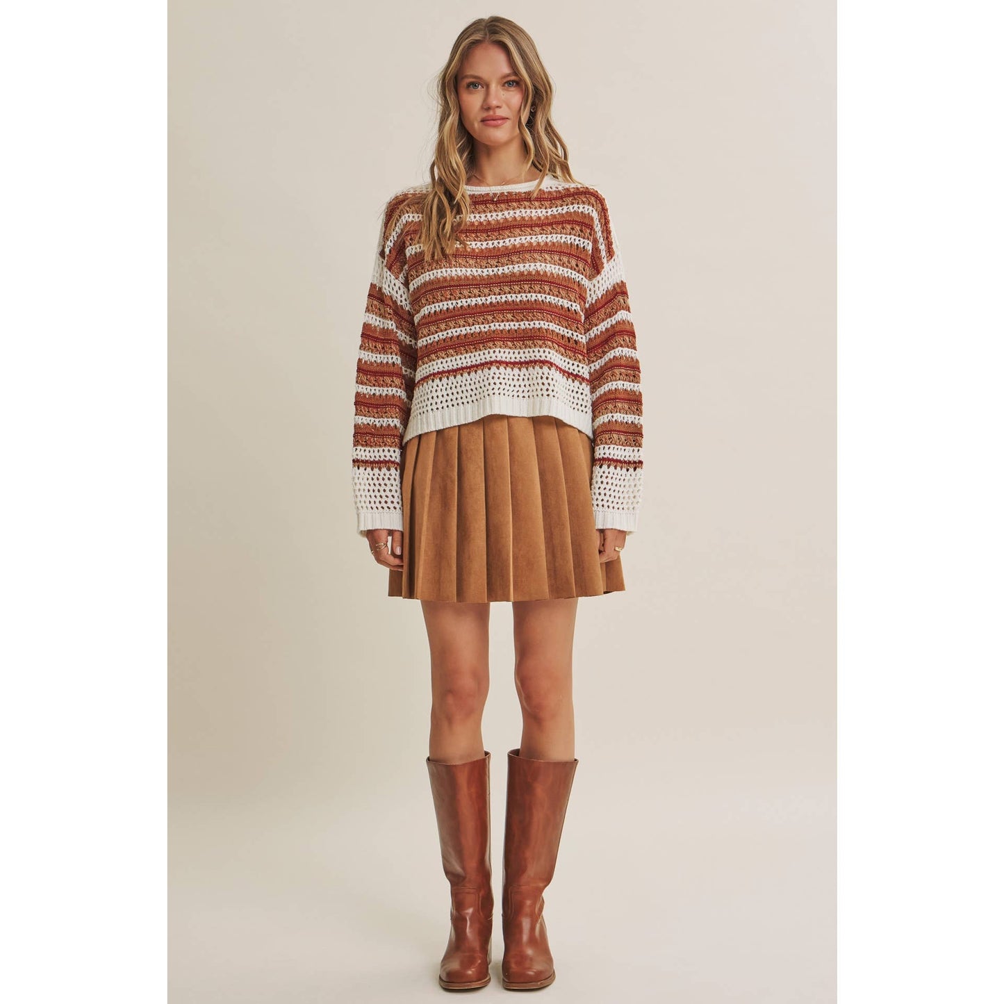 Rodeo Romance Vegan Suede Pleated Mini Skirt