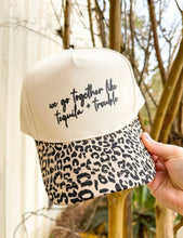 Load image into Gallery viewer, Tequila &amp; Trouble Leopard Canvas Trucker Hat