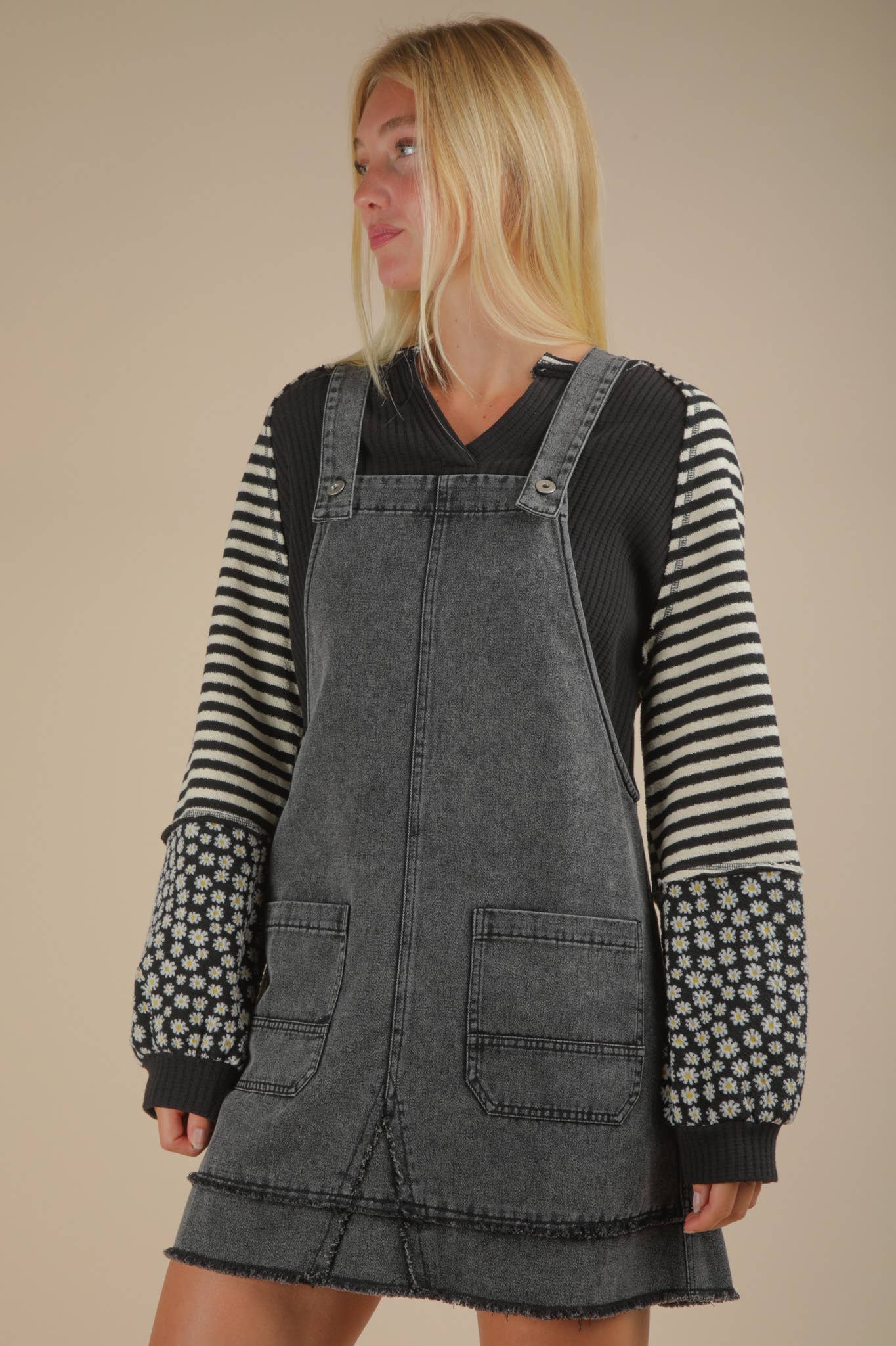All Washed Up Denim Overall Mini Dress