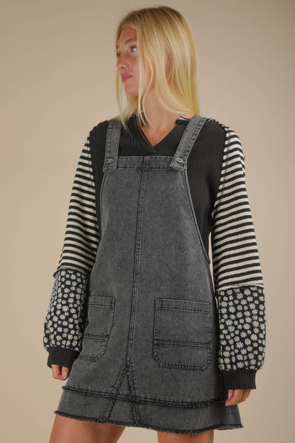 All Washed Up Denim Overall Mini Dress
