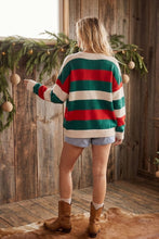 Load image into Gallery viewer, Holiday Stripe Oversized Sweater