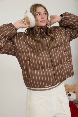 Cozy Lines Striped Puffer Jacket