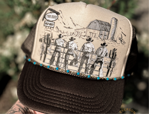 Cowboys at the Fence Graphic Trucker Hat w Chain