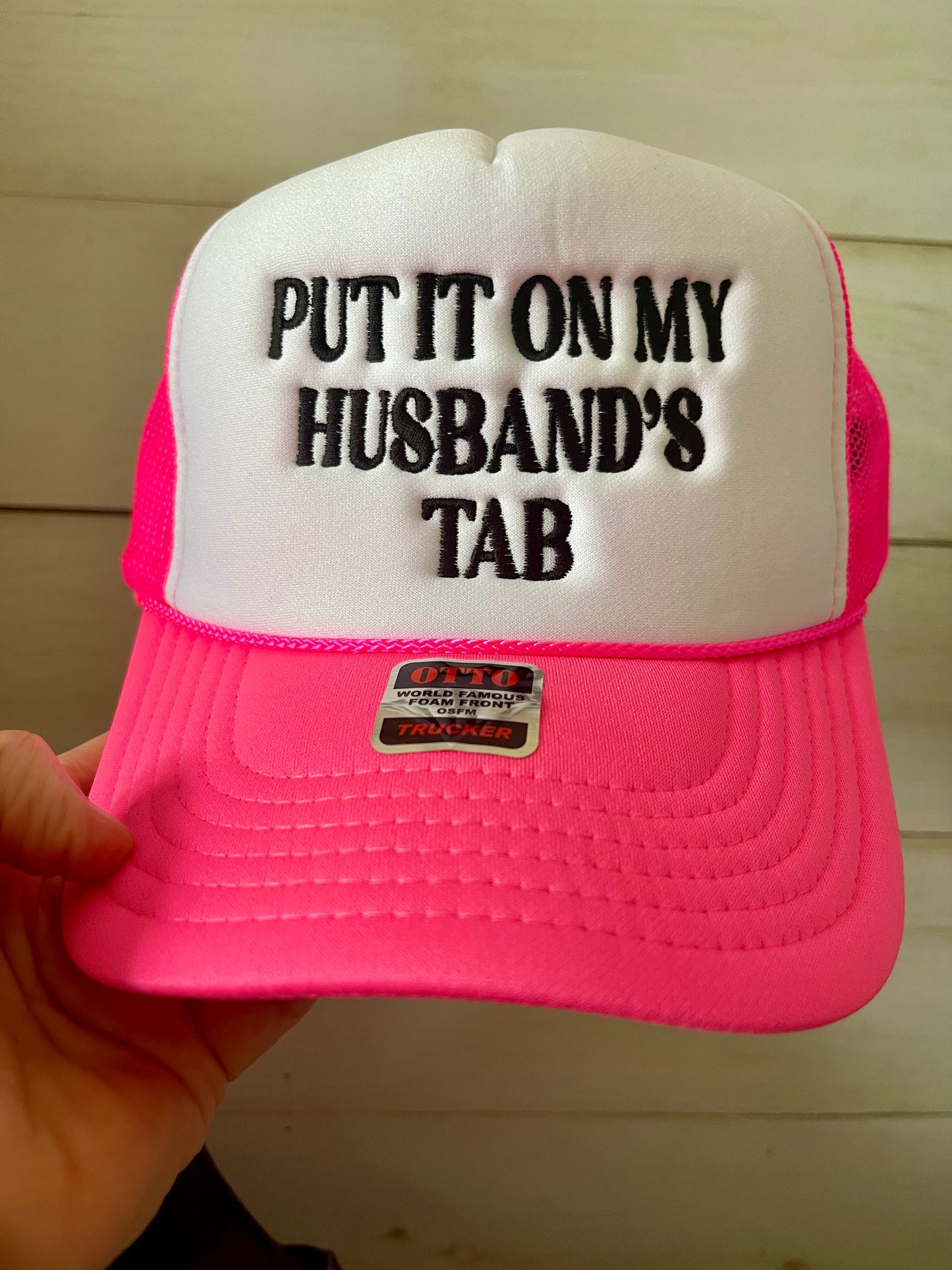 Embroidered Put It On My Husband’s Tab Trucker Hat