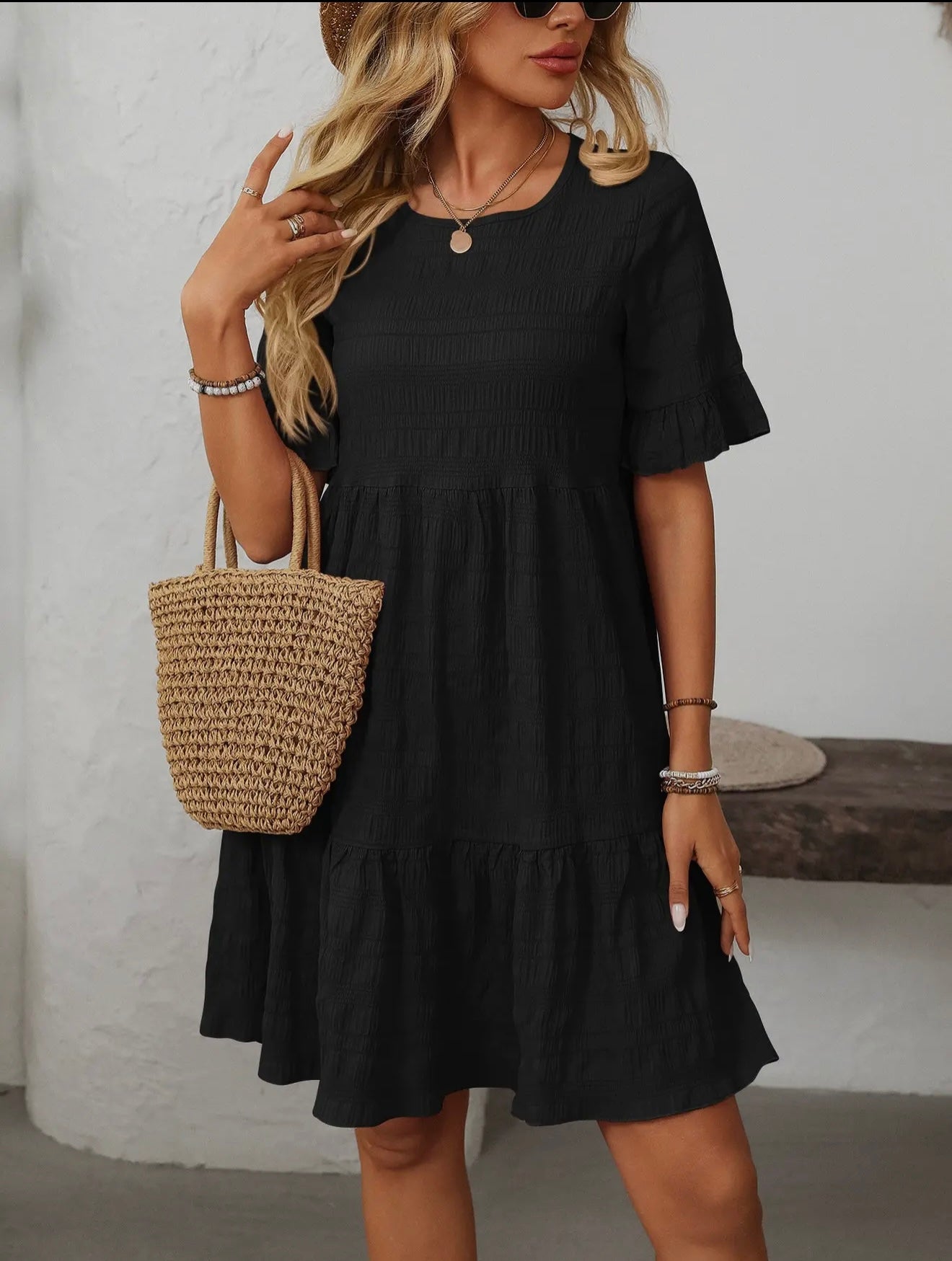 Keeping it Simple Black Tiered Dress