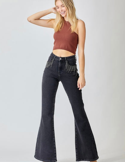 Embellished Black Flare Jeans