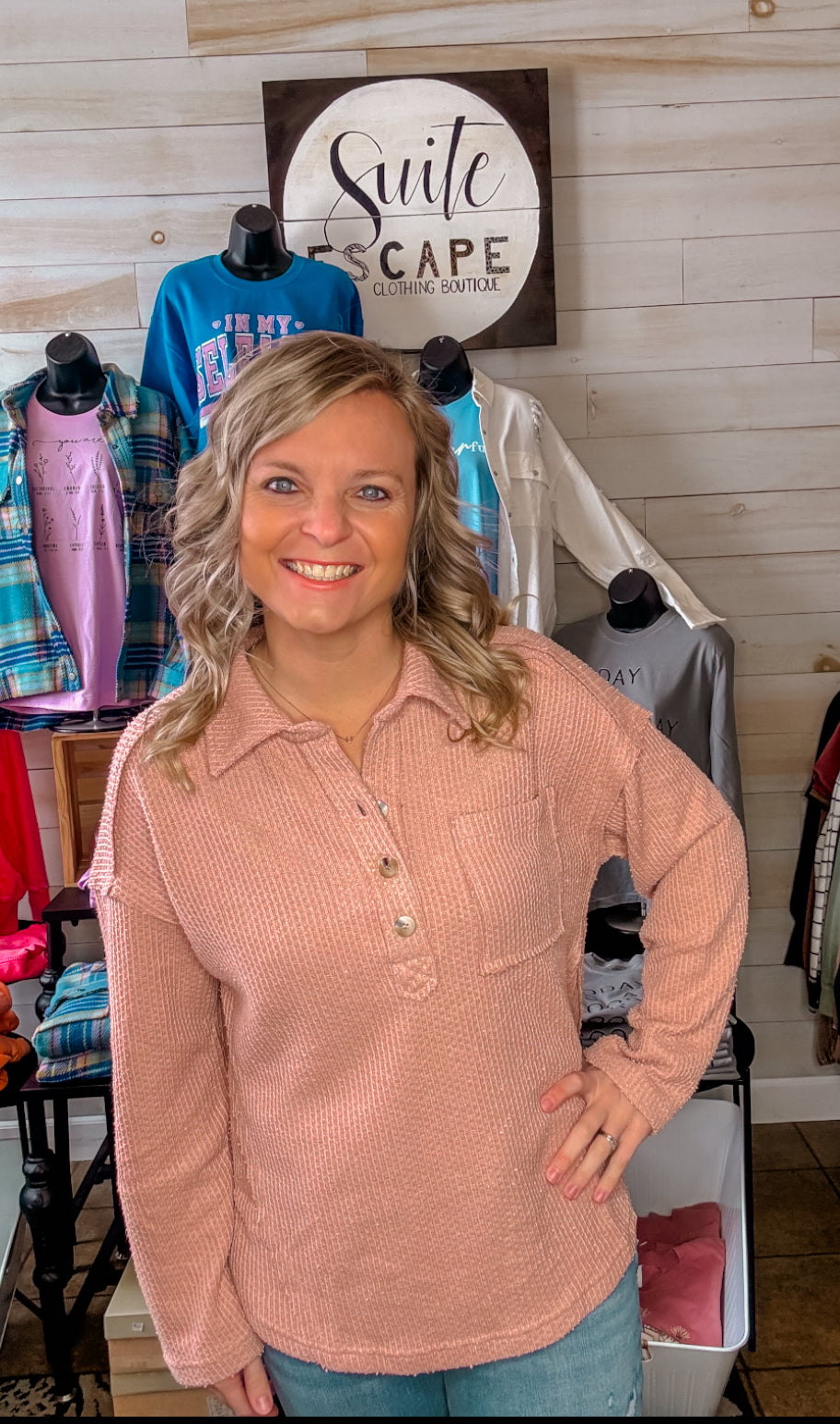 Pretty in Pink Henley Top