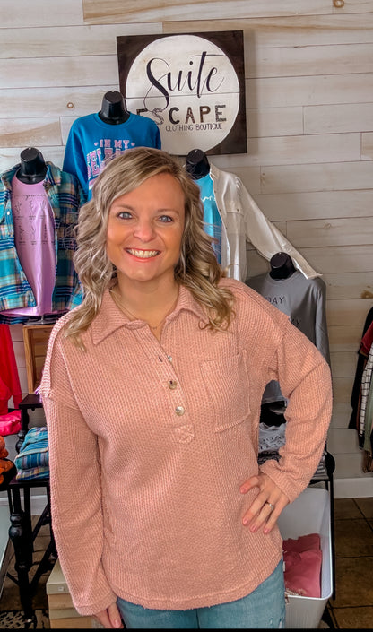 Pretty in Pink Henley Top