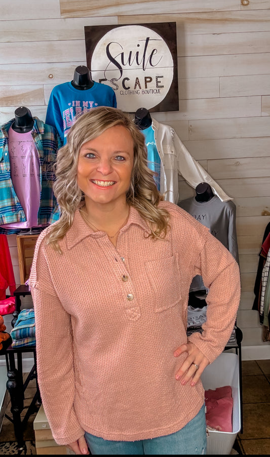 Pretty in Pink Henley Top