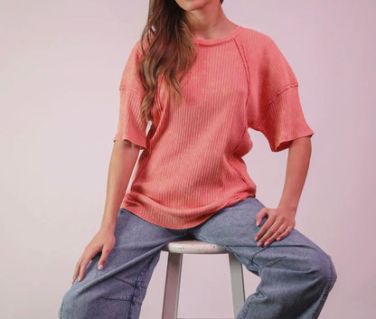 Easy to Style Oversized Ribbed Knit Top
