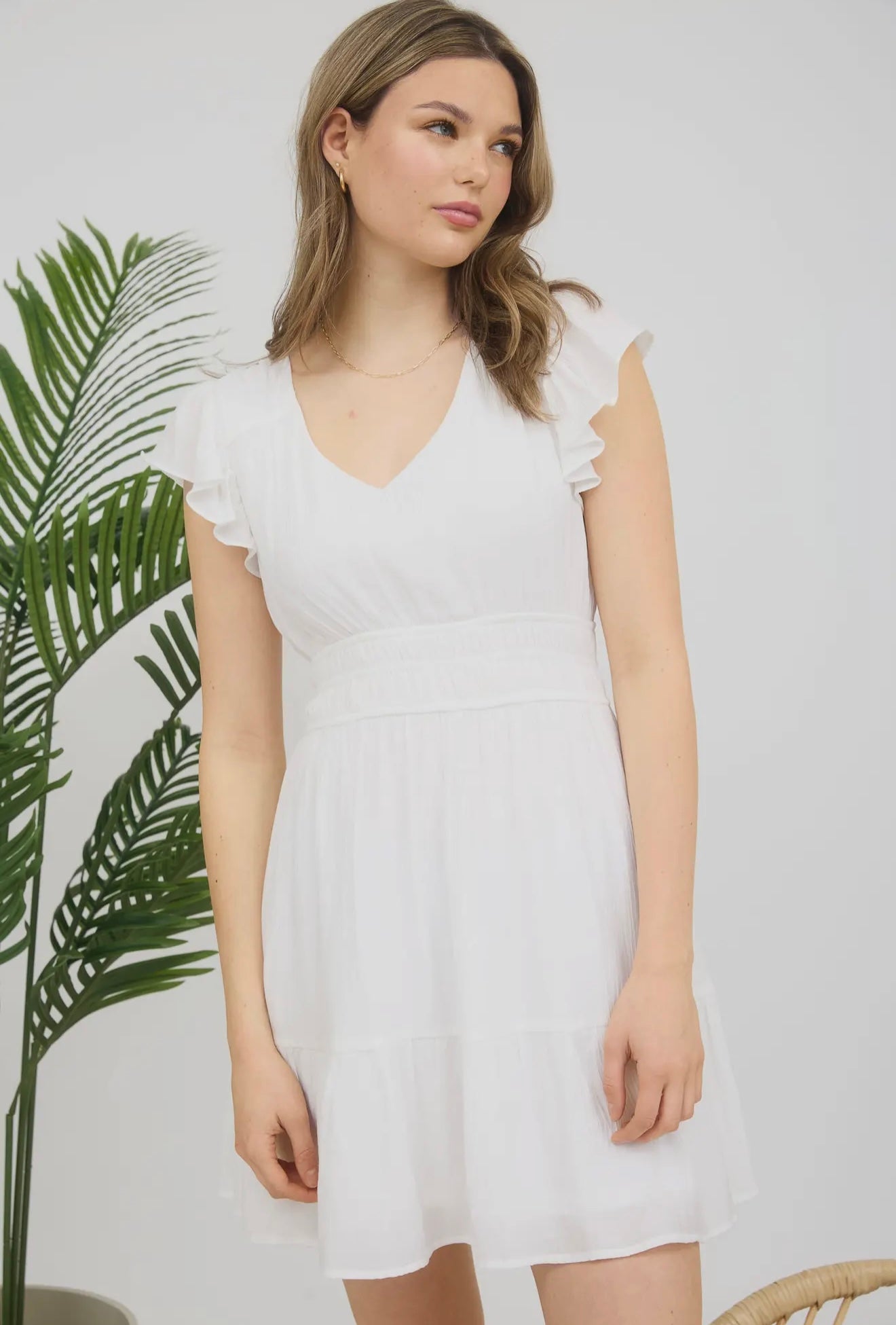 Swing of Things Ruffle Shirred Dress