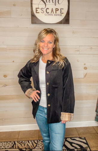 Inner Plaid Corduroy Barn Jacket