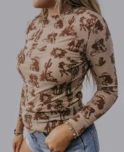Load image into Gallery viewer, Desert Dreams Velvet Mesh Long Sleeve Top