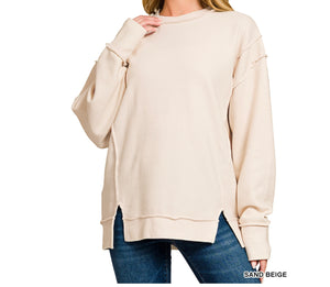 Things Change Acid Wash Pullover Top