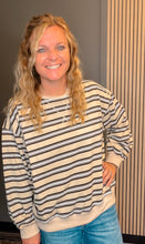 Load image into Gallery viewer, Oversized French Terry Striped Sweatshirt
