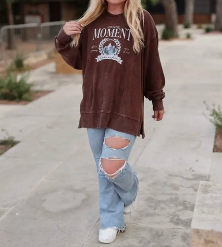Live in the Moment Mineral Wash Pullover Sweatshirt