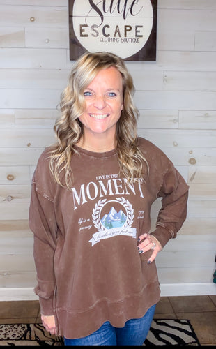 Live in the Moment Mineral Wash Pullover Sweatshirt