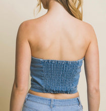 Load image into Gallery viewer, Strapless Denim Button Vest Top