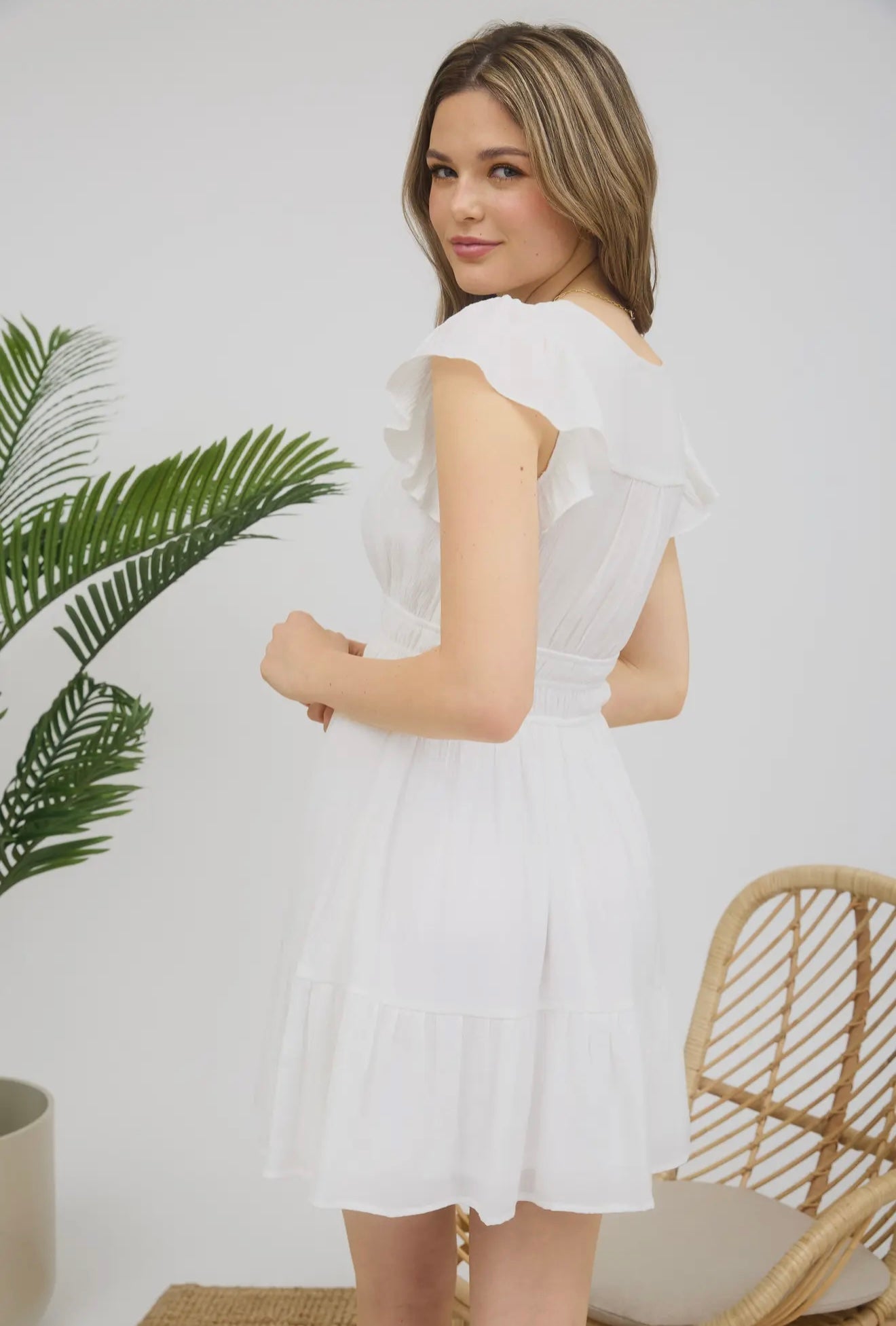 Swing of Things Ruffle Shirred Dress