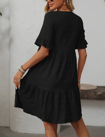 Keeping it Simple Black Tiered Dress