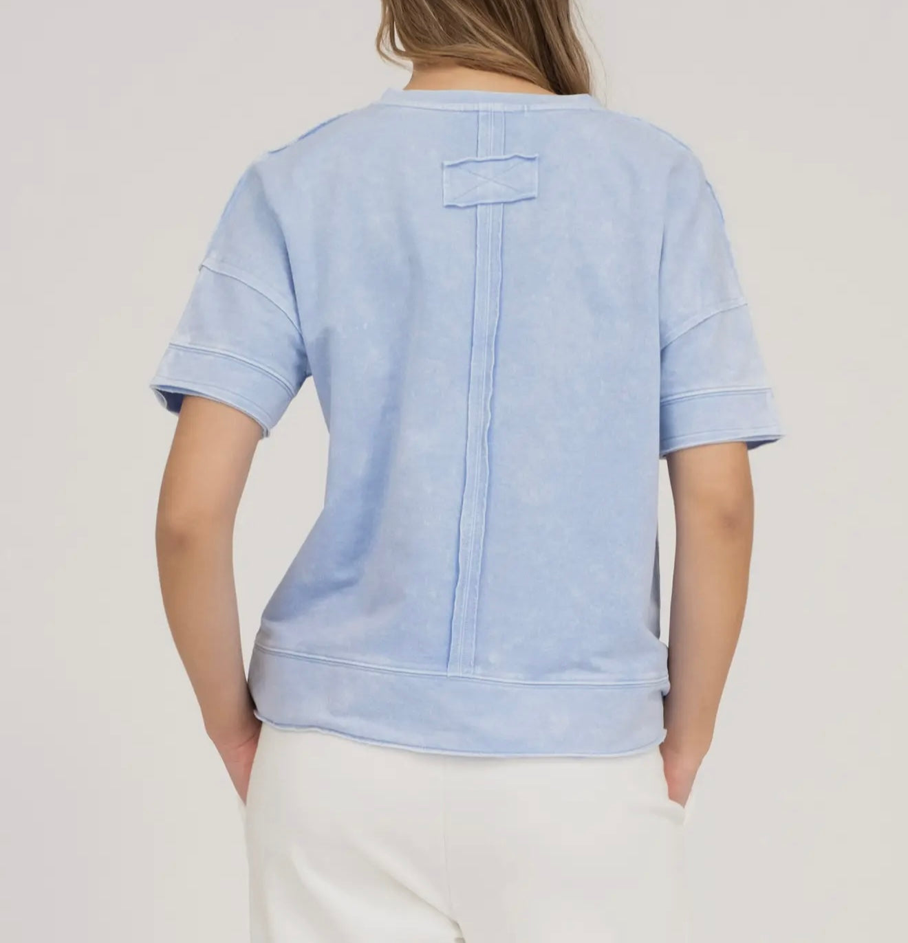 Fun and Games Mineral Washed Split Neck Top