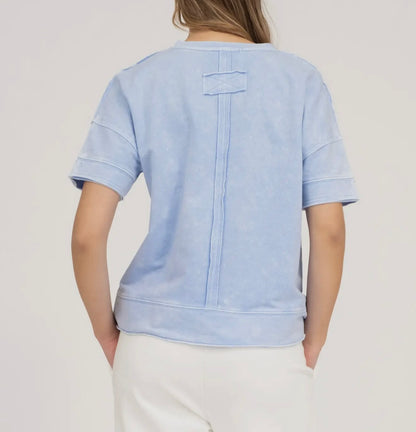 Fun and Games Mineral Washed Split Neck Top